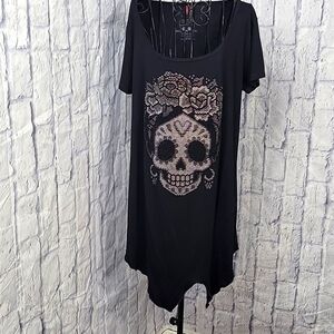 IAY‎ GUEY Black and Silver Beaded Skull Women's Blouse/Dress 4XG/4XL